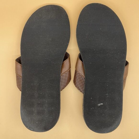 Linea Uomo Danton Leather Flip-Flops / Sandals Men's Size Large Brown Black - Picture 10 of 16